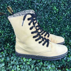 DR.MARTENS STRATFORD 9-EYE FOLD DOWN CANVAS BOOTS SIZE 6WOMAN